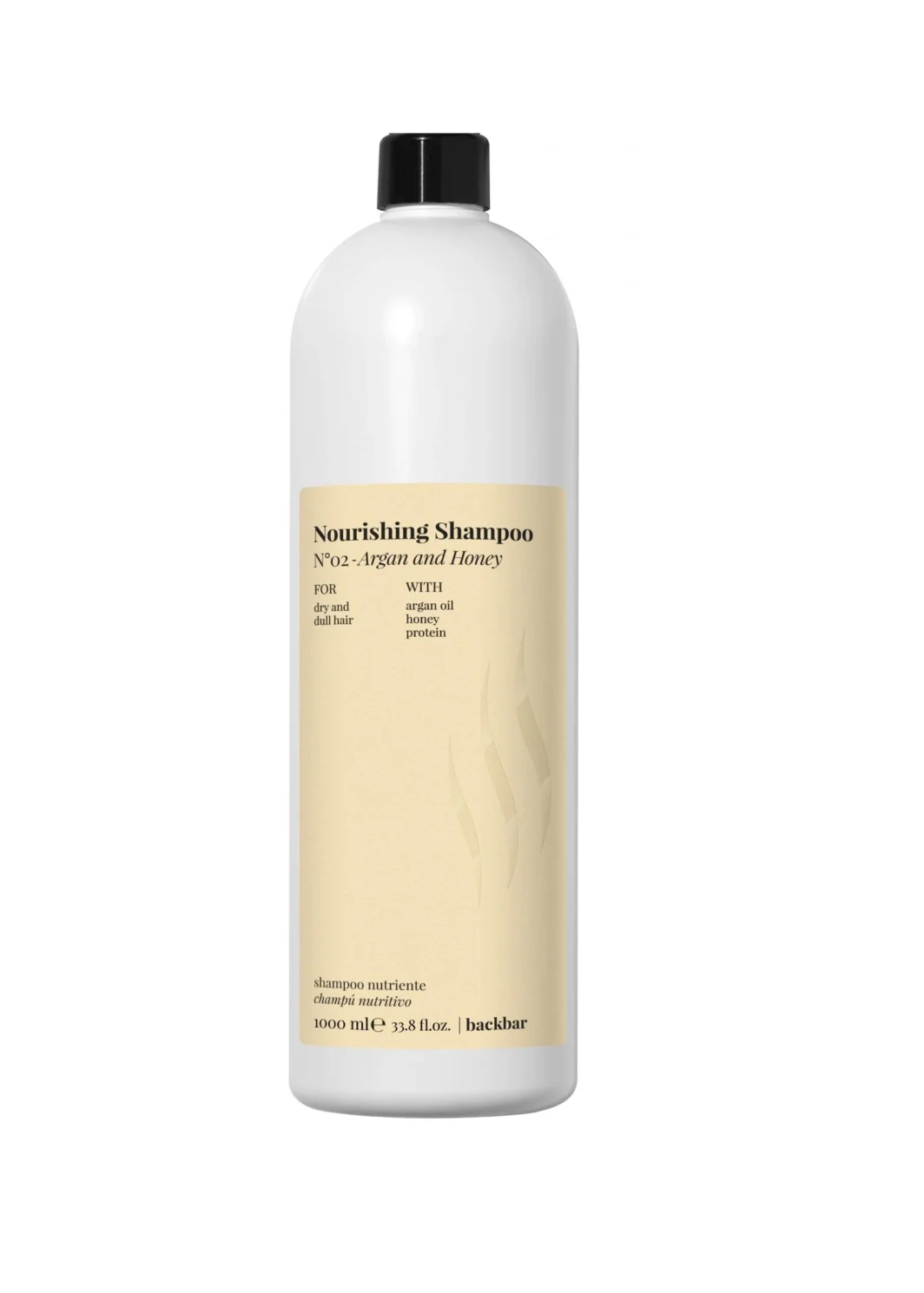 FarmaVita Backbar Nourishing Shampoo 1L with argan oil and honey for dry dull and frizzy hair hydration and repair